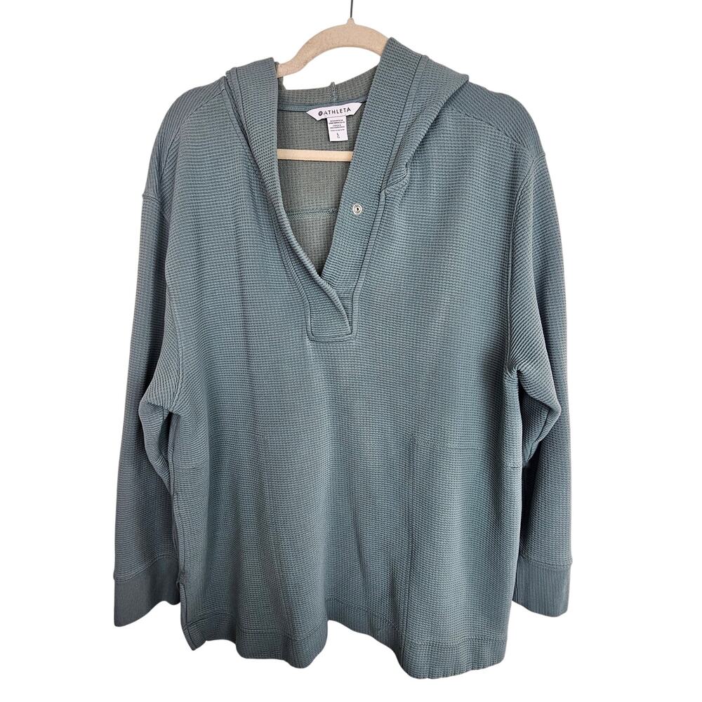 Athleta Coaster Luxe Waffle Hoodie Sweater L Stretch Athletic Active Loungewear